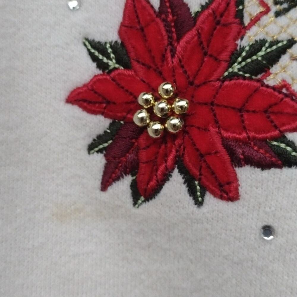 Classic Elements White Christmas Embroidered Swea… - image 4
